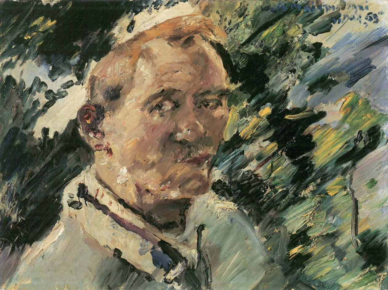 Pequeno auto-retrato em frente ao Walchensee de Lovis Corinth