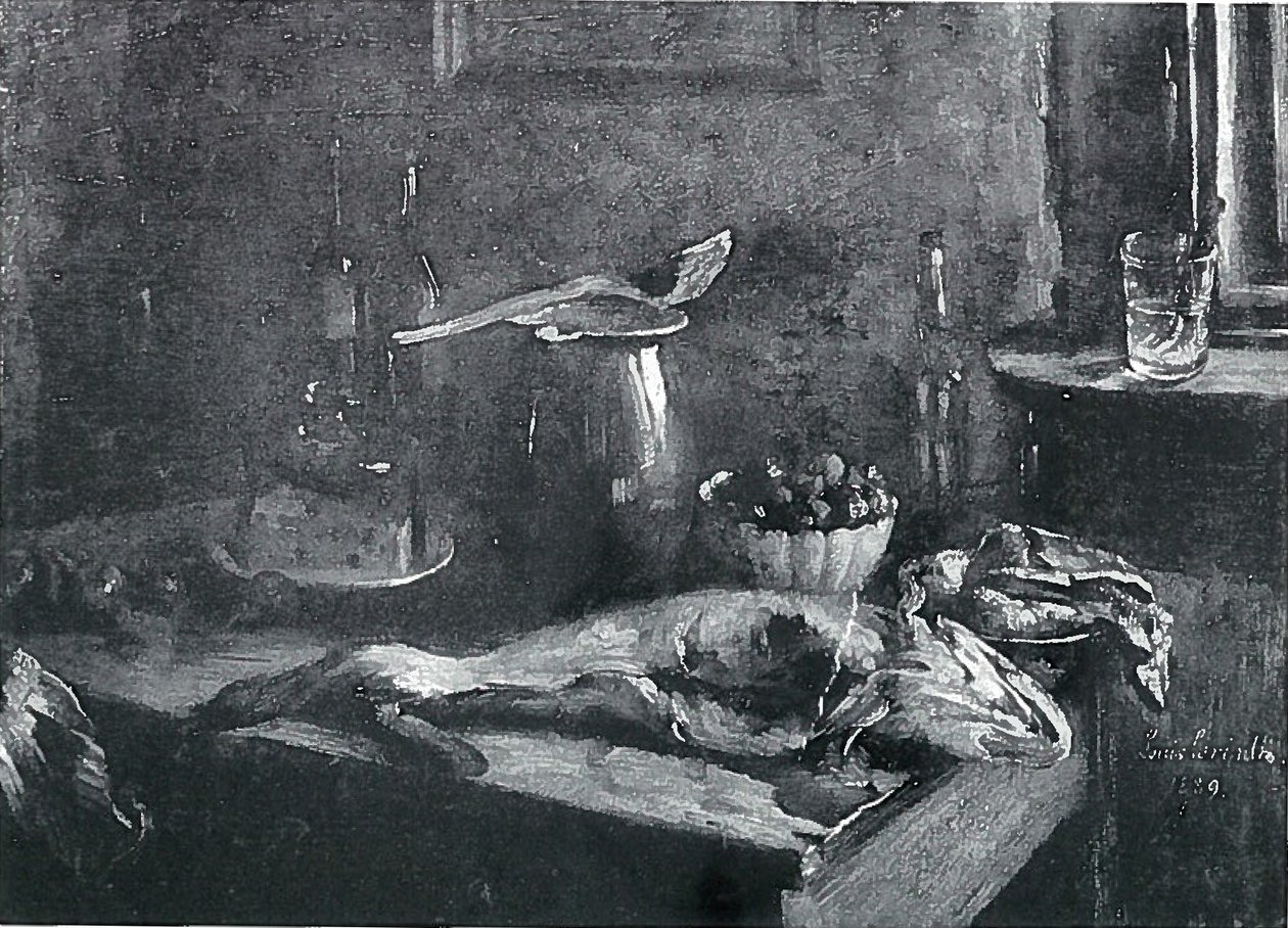 Bolo ainda vida, haddock e macarrão de carne de Lovis Corinth