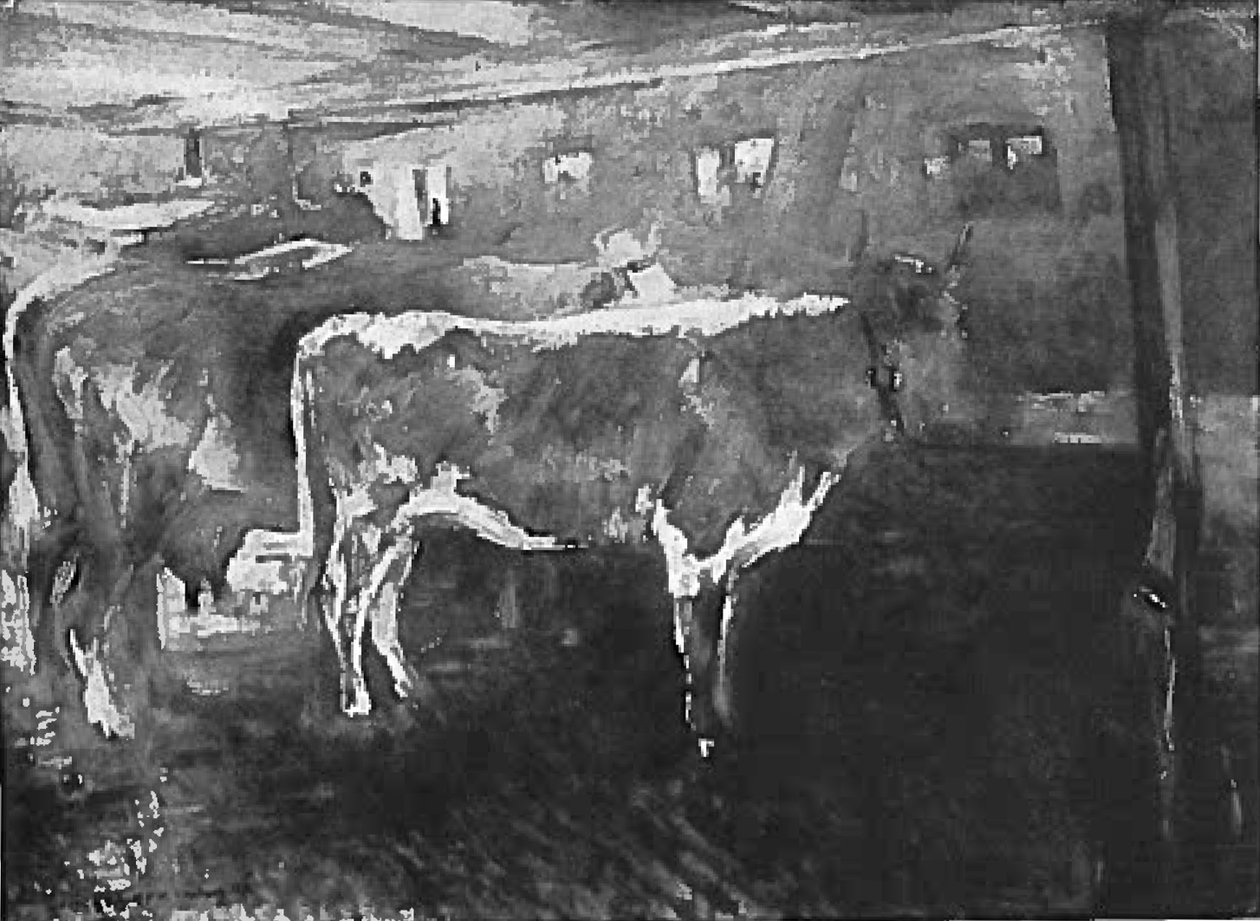 Vacas no estábulo de Lovis Corinth