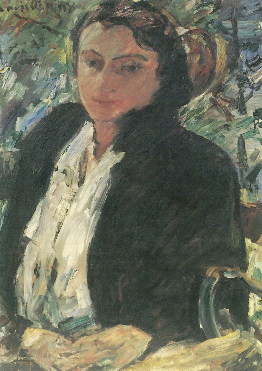 Portrat Charlotte Corinth em Gruner Samtjacke de Lovis Corinth