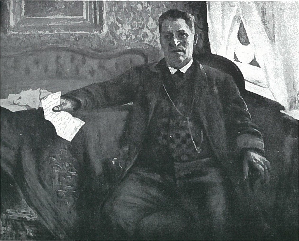Retrato do pai Heinrich Corinth com letra de Lovis Corinth