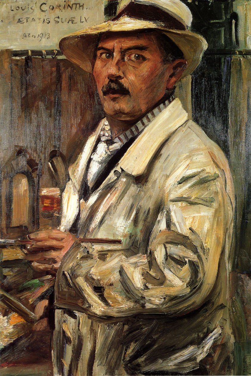 Selfportrait com chapéu de palha de Lovis Corinth
