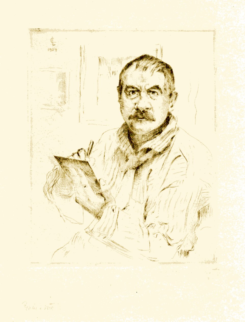 Auto-retrato, gravura de Lovis Corinth