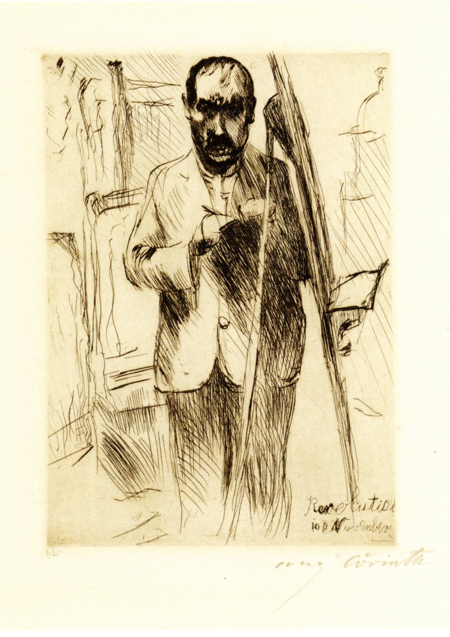 Selfportrait na frente do revezamento de Lovis Corinth