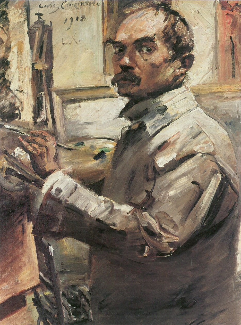 Auto-retrato em jaleco branco de Lovis Corinth