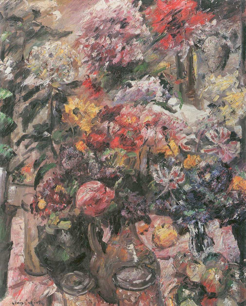 Ainda vida com crisântemos e amarílis de Lovis Corinth