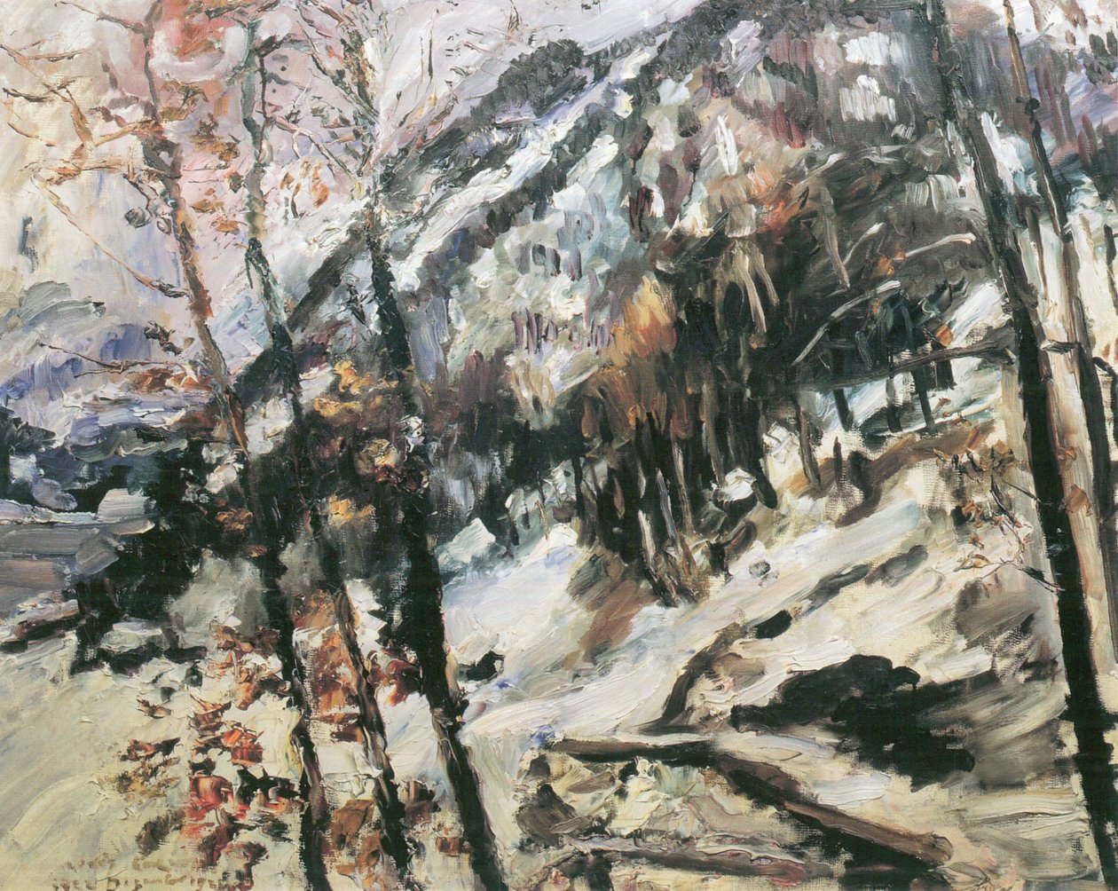 Walchensee com Herzogstand na neve de Lovis Corinth