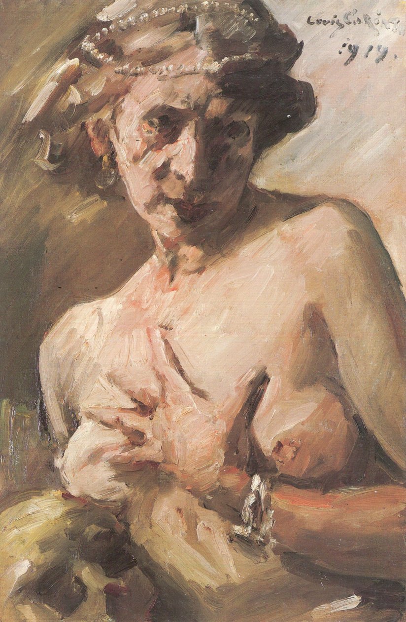 Madalena com pérolas no cabelo dela de Lovis Corinth