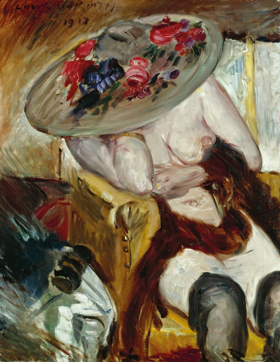 Mulher italiana em cadeira amarela - Femme italienne dans un fauteuil jaune, de Corinto, Lovis (1858-1925). Óleo sobre tela de Lovis Corinth