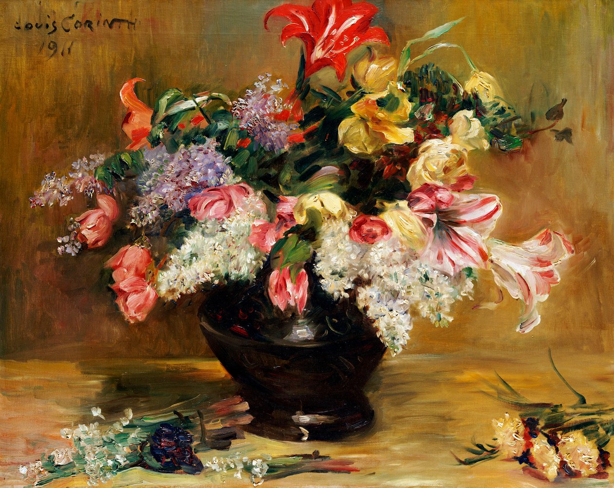 Amarílis, lilás e tulipas, 1911 de Lovis Corinth
