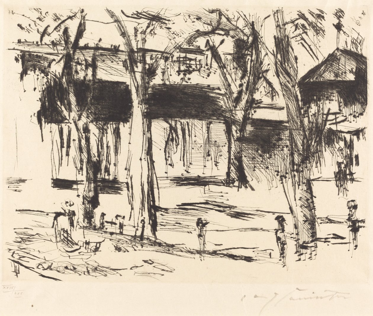 Estação de trem Tiergarten (Pátio com Árvores) de Lovis Corinth