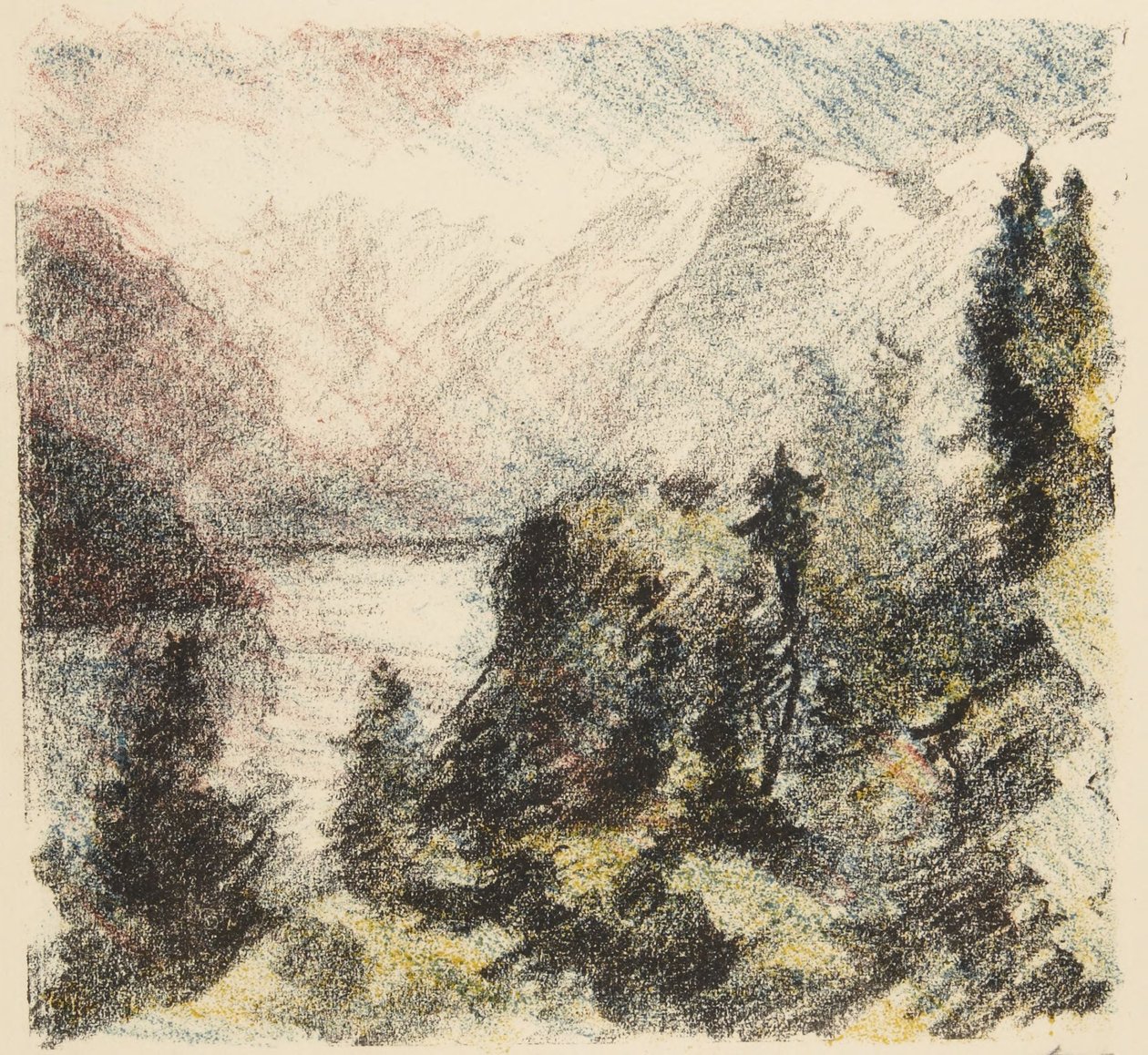 Lago de montanha (um da série de cinco: Paisagens suíças) de Lovis Corinth