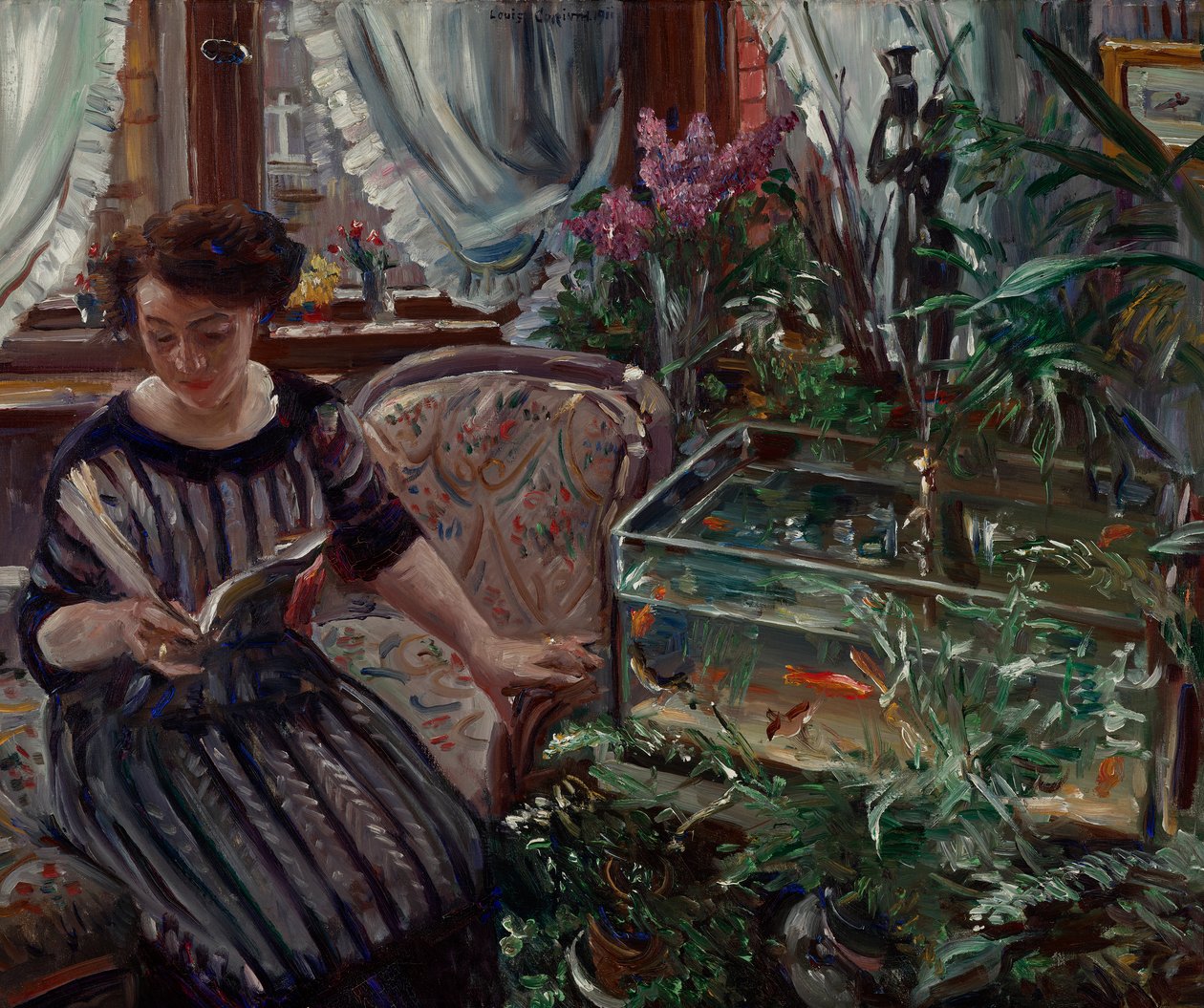 Senhora no tanque dos peixinhos dourados de Lovis Corinth