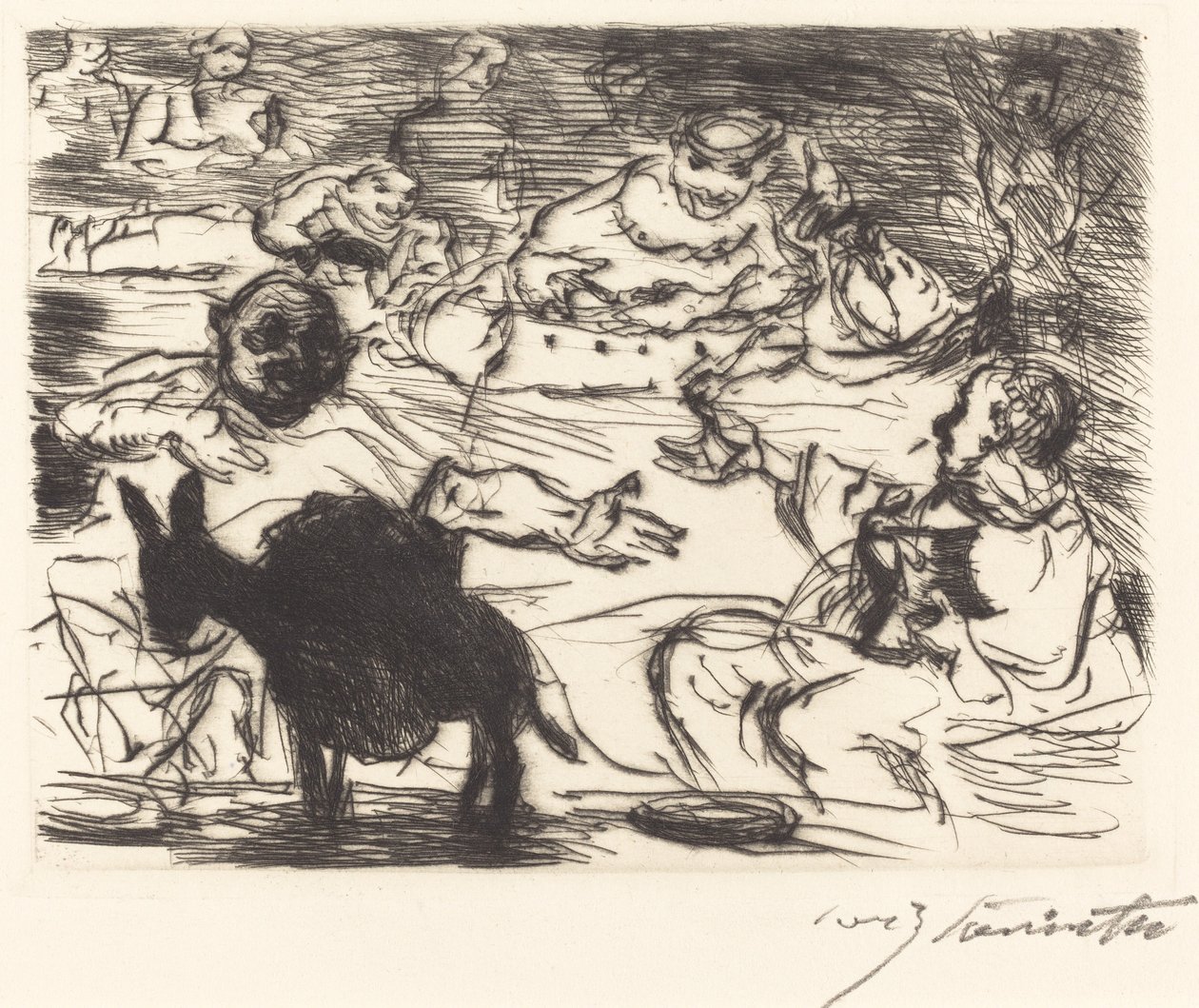 O Gastmahl de Trimalchio: pl. V (O Banquete de Trimálquio: pl. V) de Lovis Corinth