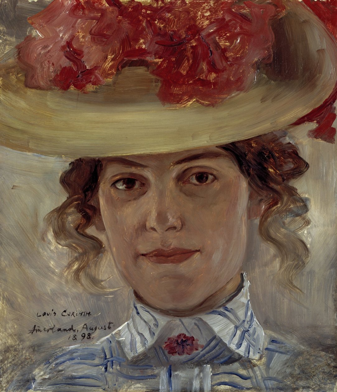 Sra. Halbe com chapéu de palha de Lovis Corinth