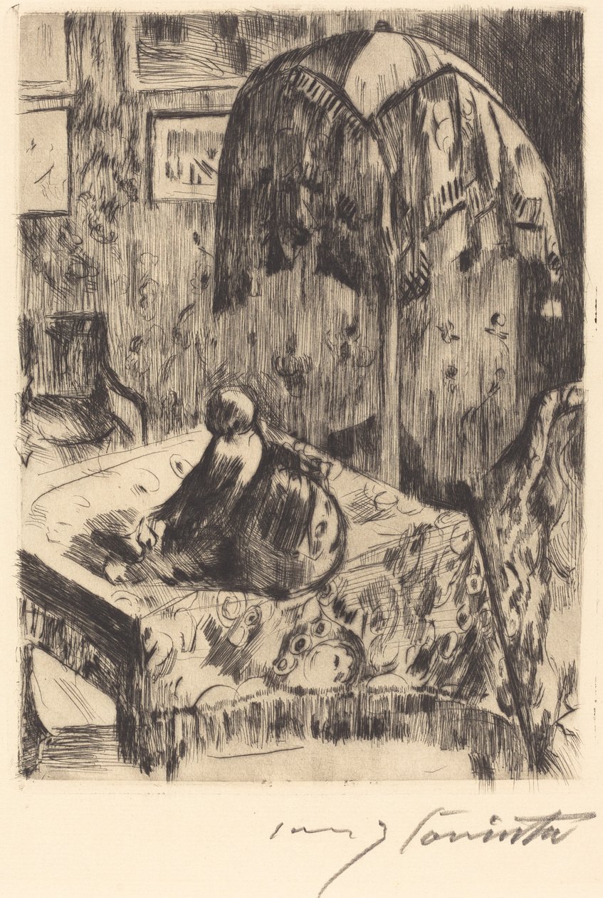 Interieur mit Stehlampe Interior with Floor Lamp, 1916. de Lovis Corinth