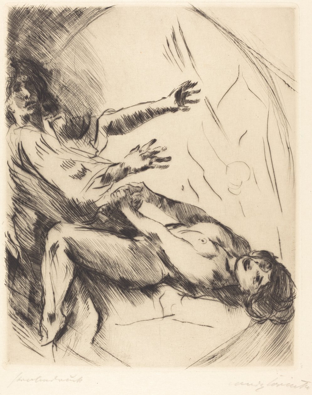 Joseph und Potifars Weib I (José e esposa de Potifar I) de Lovis Corinth