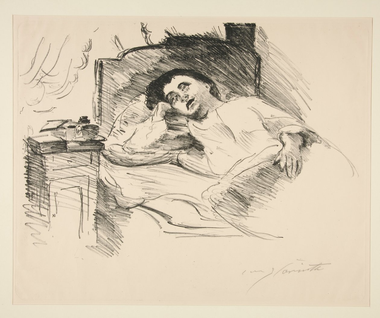 Senhora descansando na cama de Lovis Corinth