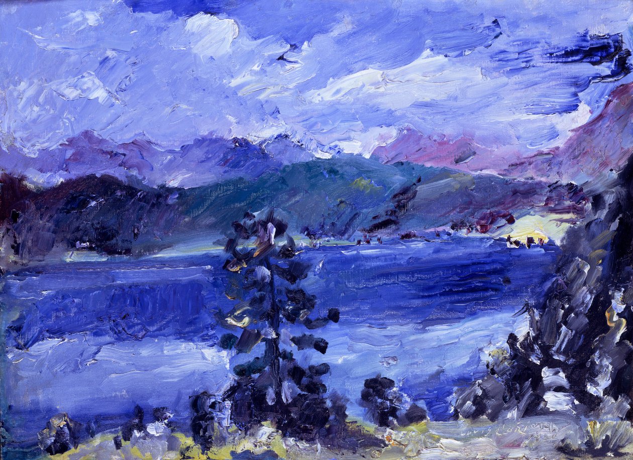 Lago Walchen com lariços de Lovis Corinth