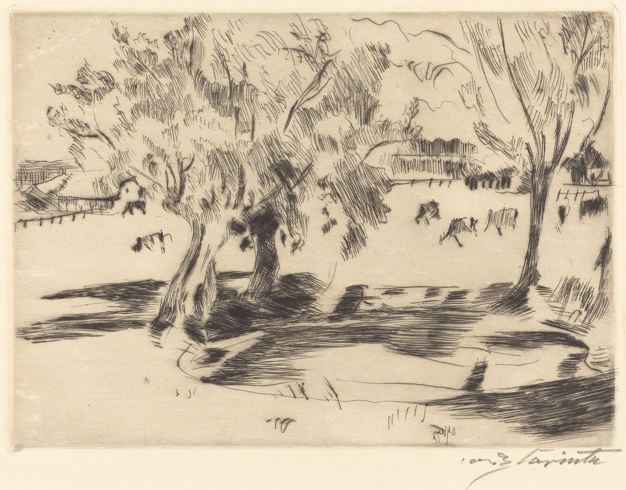 Paisagem com vacas, 1917. de Lovis Corinth