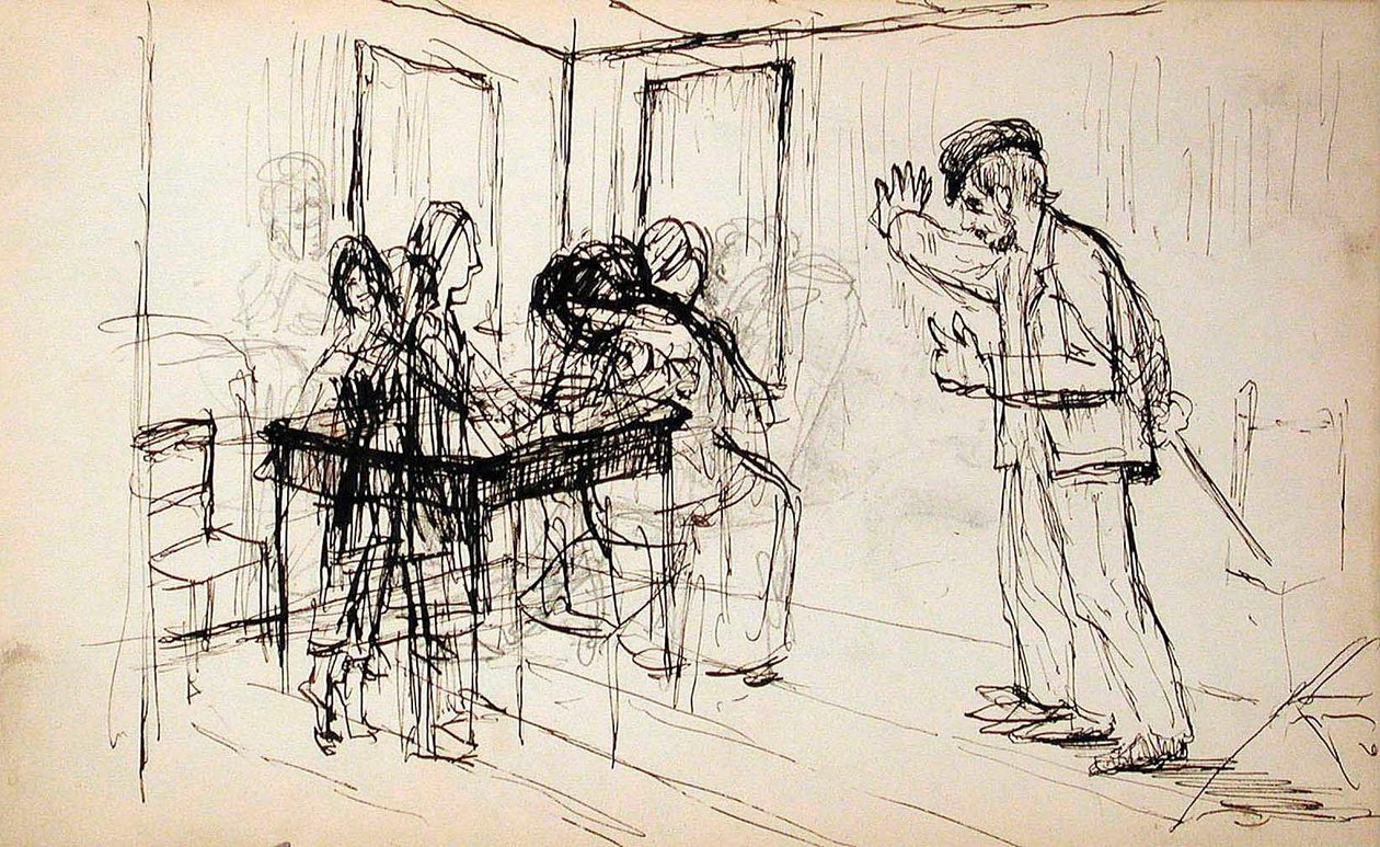 Casa de troncos (recto), figuras num interior (verso) de Lovis Corinth