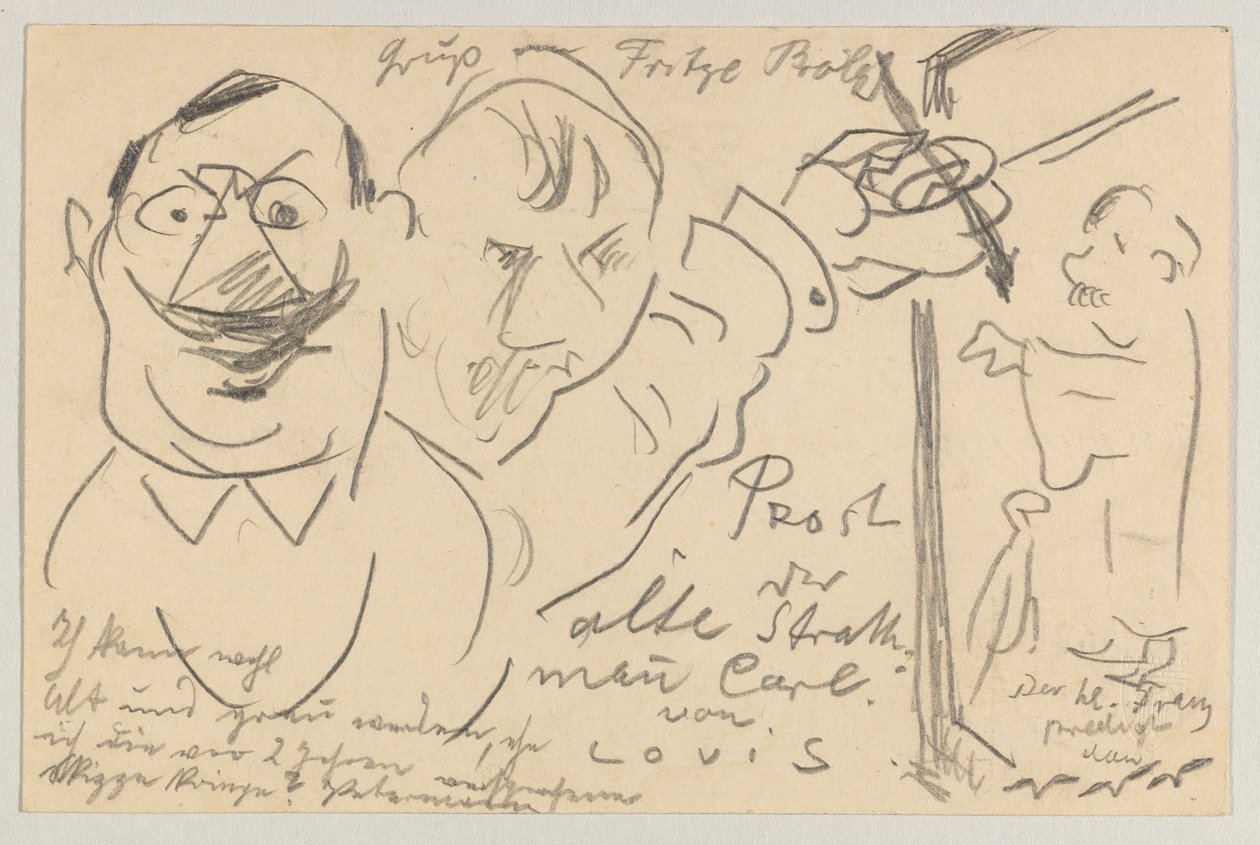 Lovis Corinth para Carl Strathmann: cartão postal, carimbado em 10 de agosto de 1904 de Lovis Corinth