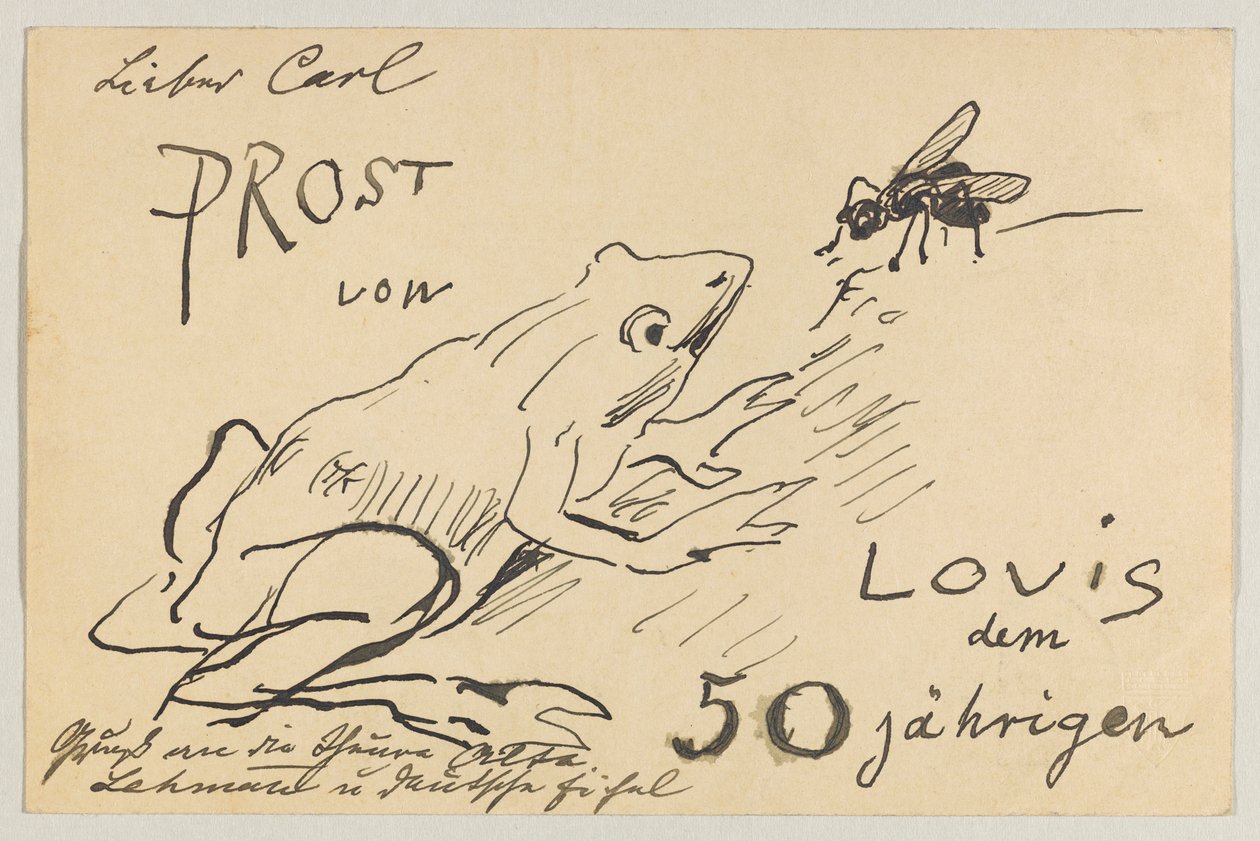 Lovis Corinth para Carl Strathmann: cartão postal, carimbado em 12 de agosto de 1908 de Lovis Corinth