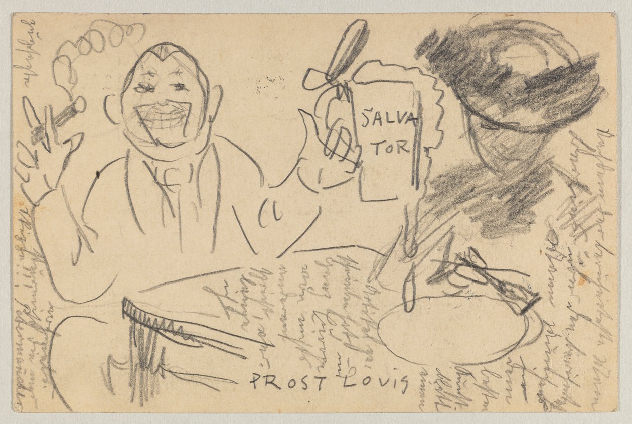 Lovis Corinth a Carl Strathmann: cartão postal, carimbo postal 13 de Março de 1903 de Lovis Corinth