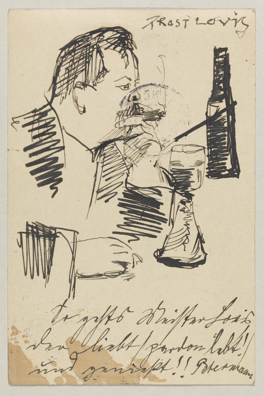 Lovis Corinth para Carl Strathmann: cartão postal, carimbado em 20 de abril de 1903 de Lovis Corinth