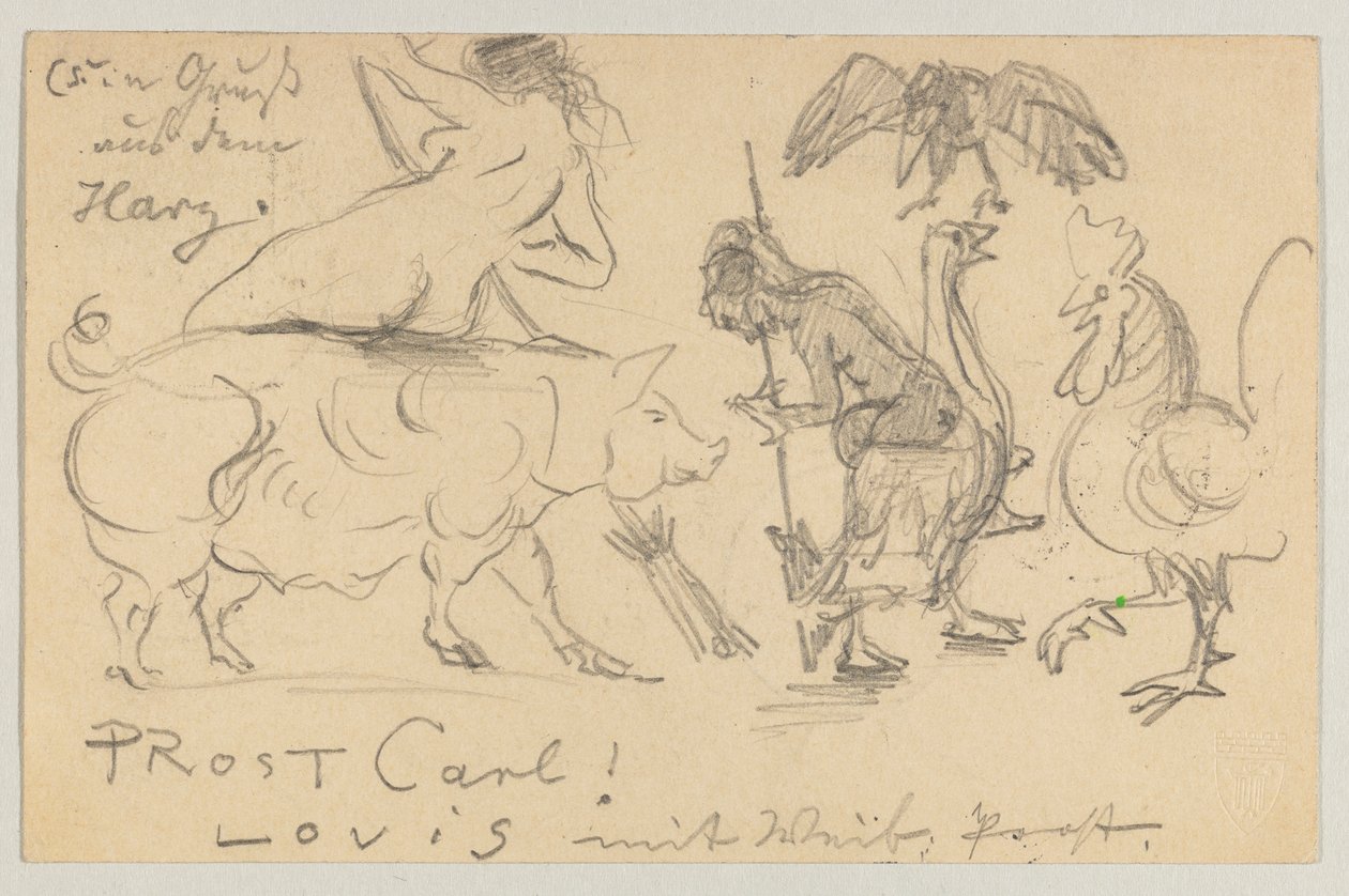 Lovis Corinth para Carl Strathmann: cartão postal, carimbado em 21 de julho de 1905 de Lovis Corinth