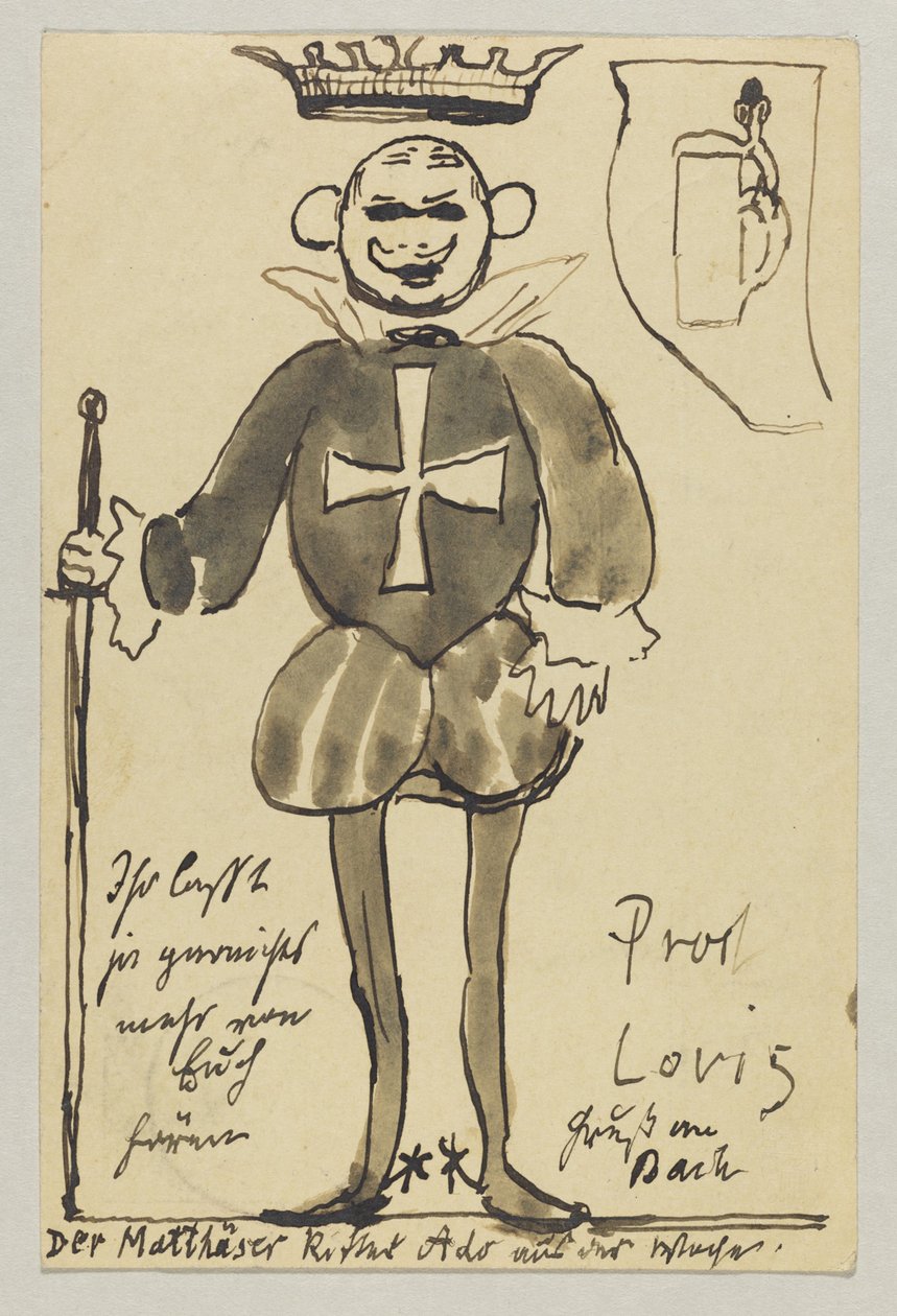 Lovis Corinth a Carl Strathmann: cartão postal, carimbo postal 21 de Junho de 1902 e 22 de Junho de 1902 de Lovis Corinth