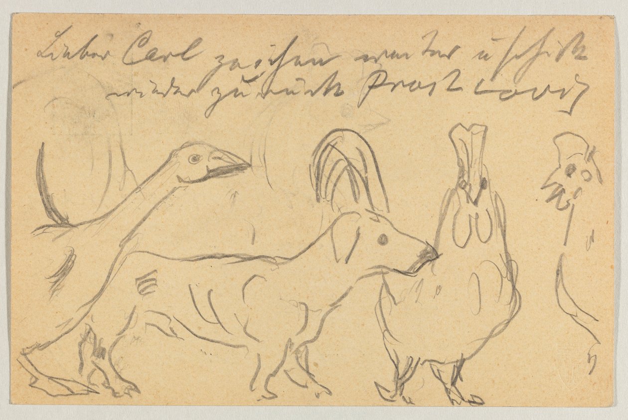 Lovis Corinth a Carl Strathmann: cartão postal, carimbo postal 26 de Agosto de 1905 de Lovis Corinth