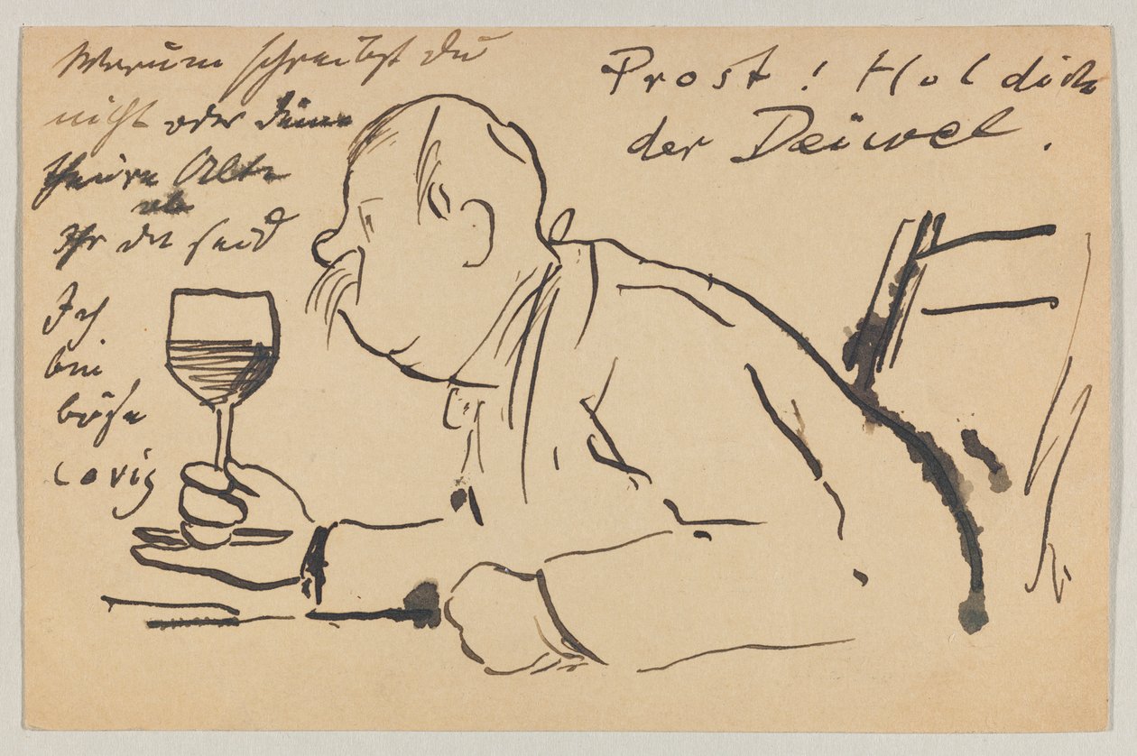 Lovis Corinth para Carl Strathmann: cartão postal, carimbado em 2 de setembro de 1902 de Lovis Corinth
