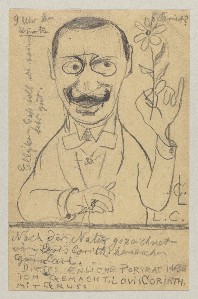 Lovis Corinth para Miss Elly Franke: cartão postal, carimbado em 28 de agosto de 1897 de Lovis Corinth