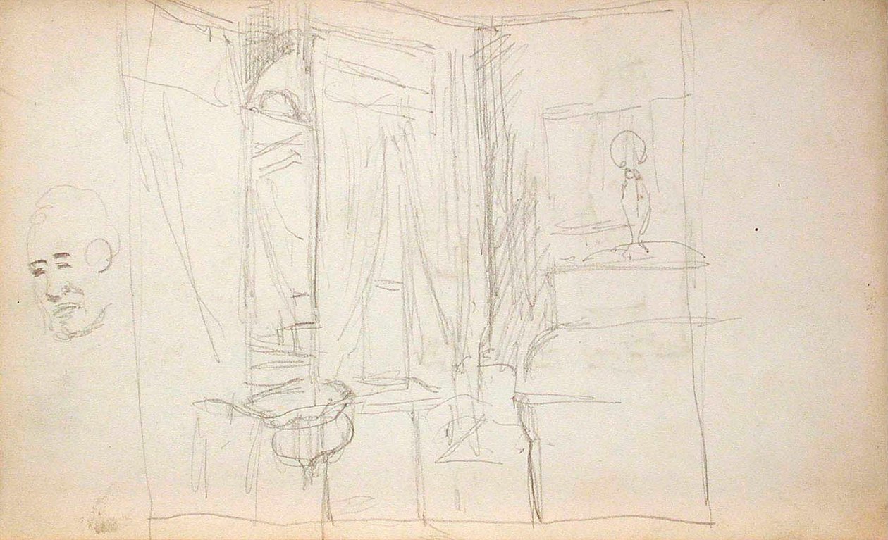 Homem a conduzir crianças (recto), interior (verso) de Lovis Corinth