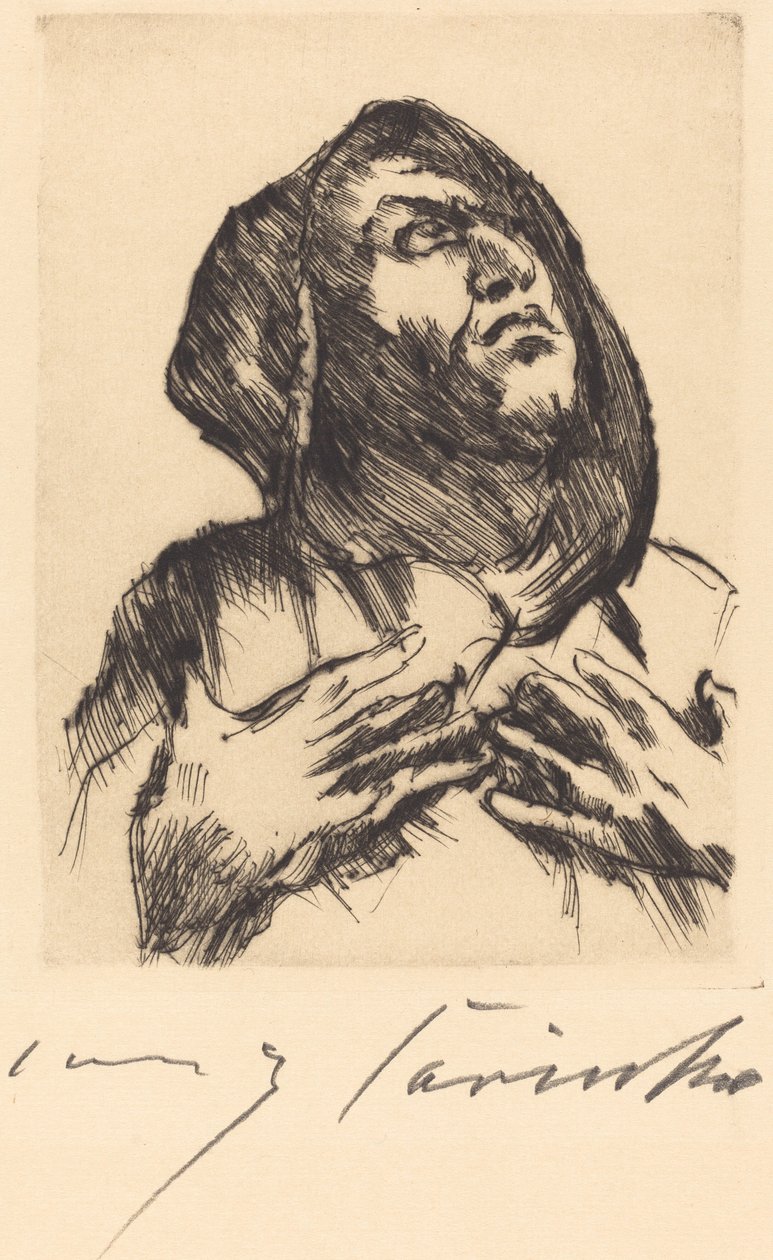 Monge olhando para cima de Lovis Corinth