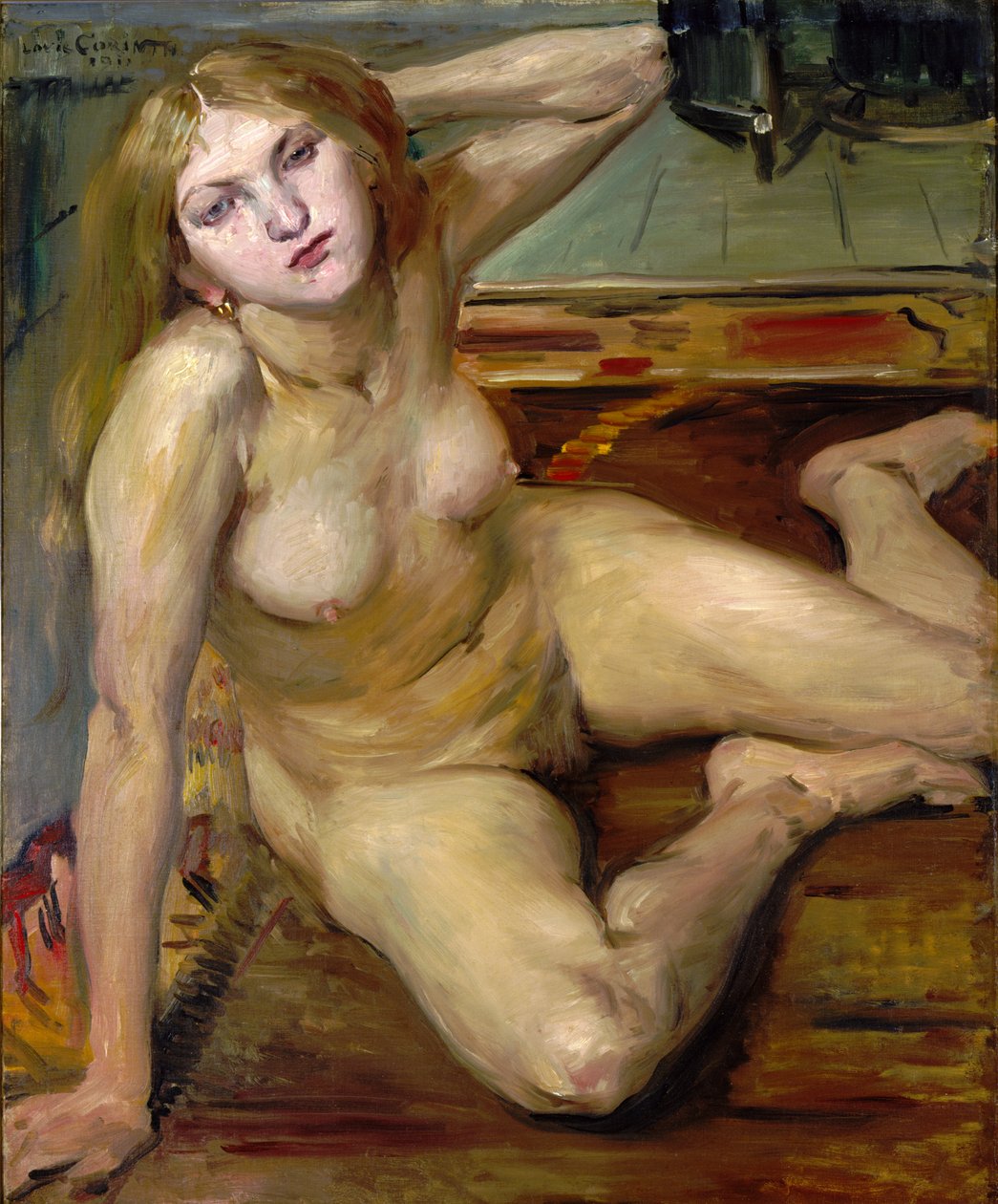 Rapaz nua sobre um tapete de Lovis Corinth