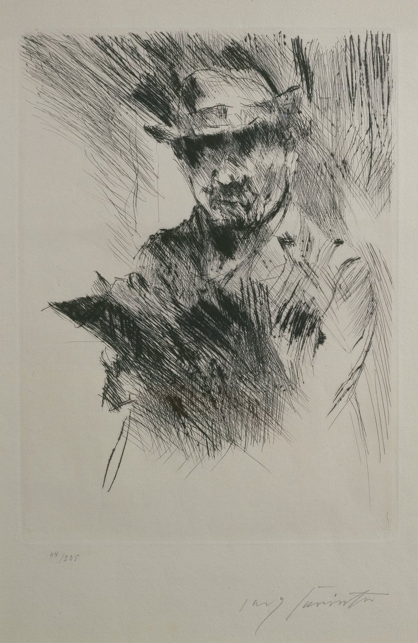 Auto-retrato, c.1920-21 (ponto seco) de Lovis Corinth