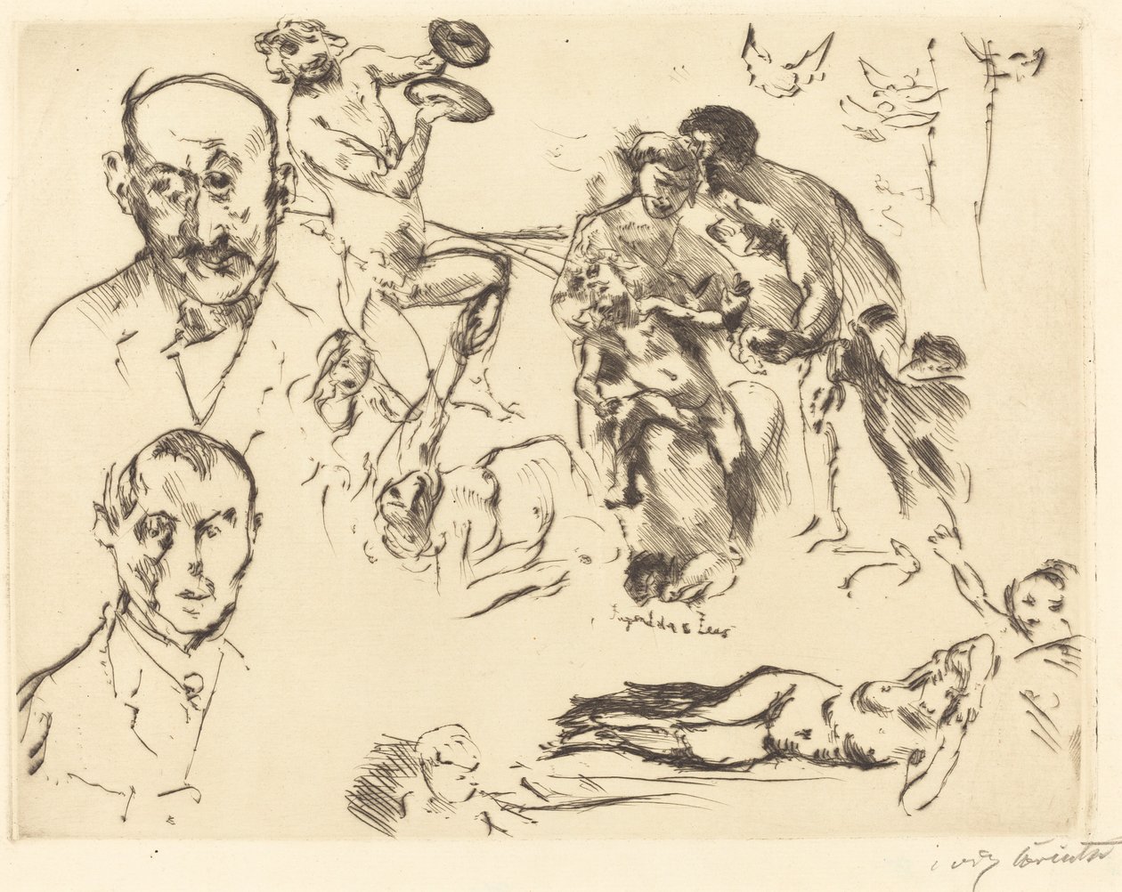 Esboços de Homens, incluindo Max Liebermann, c. 1915. de Lovis Corinth