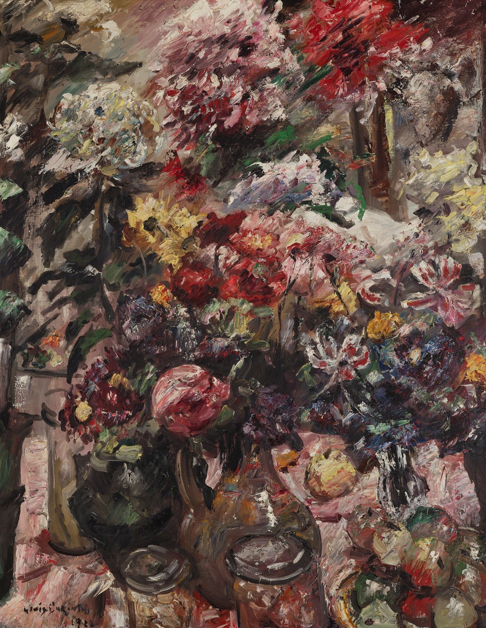Natureza morta com crisântemos e amarílis de Lovis Corinth