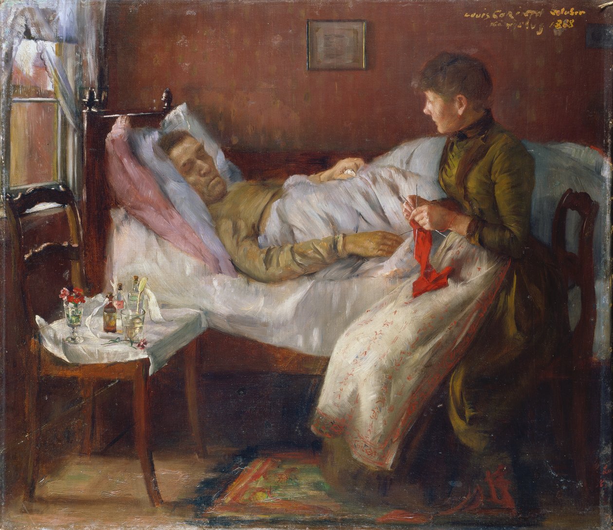 O pai do artista no seu leito de doente de Lovis Corinth