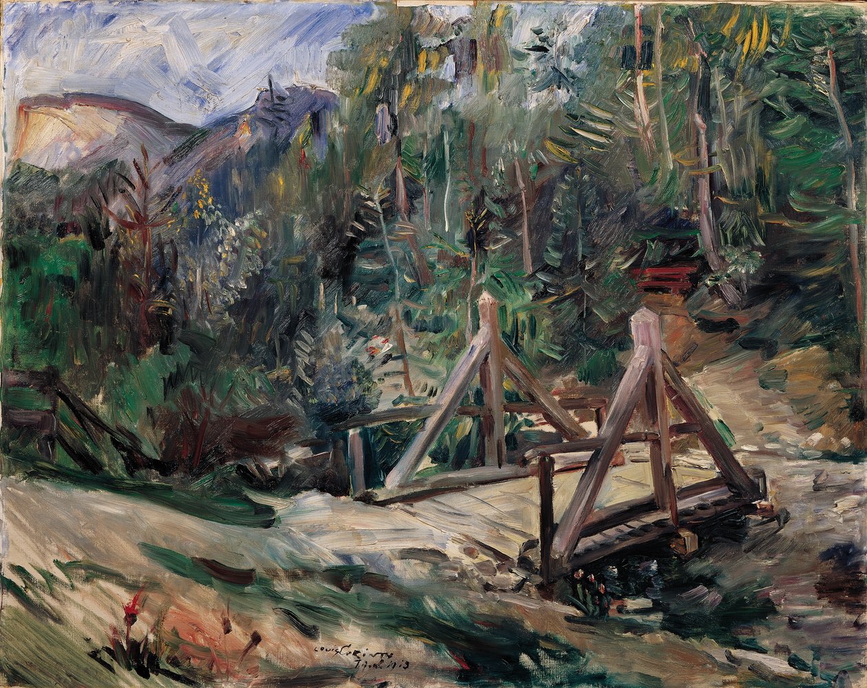 Paisagem tirolesa com ponte de Lovis Corinth