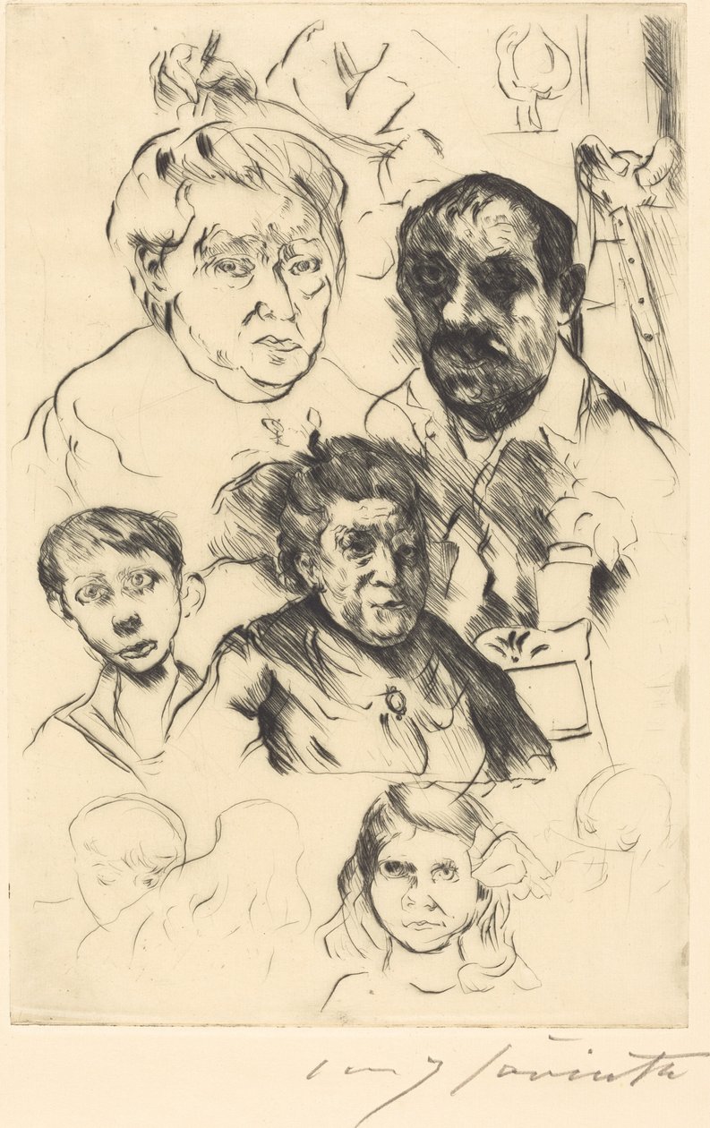 Assorted Heads and Self-Portrait, 1915. de Lovis Corinth