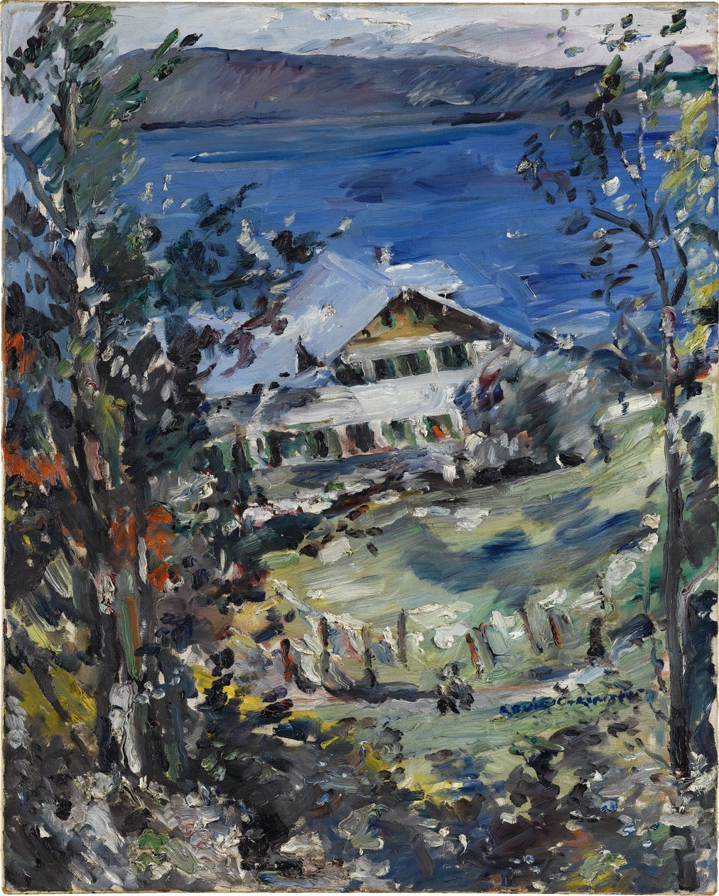 Walchensee, casa de campo com local para secar roupa de Lovis Corinth