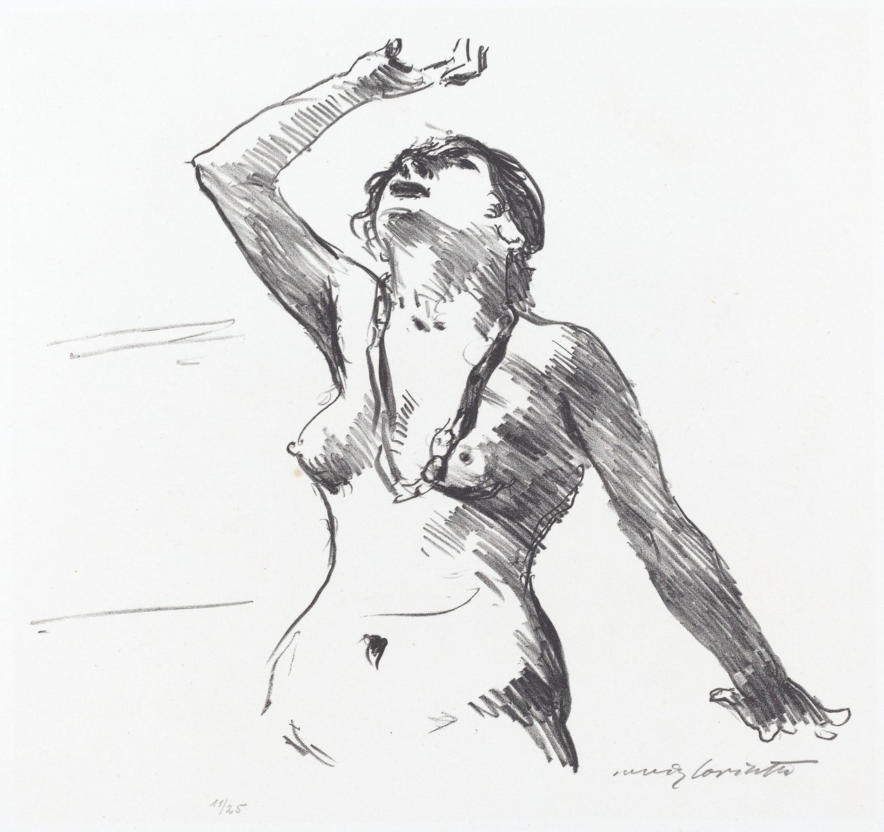 Nu feminino se defendendo de Lovis Corinth