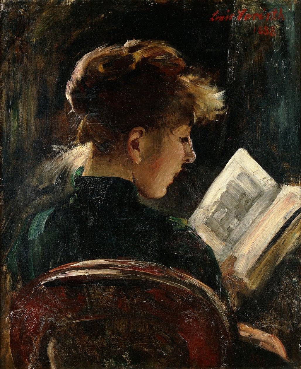 Mulher lendo; Menina de leitura, 1888 de Lovis Corinth