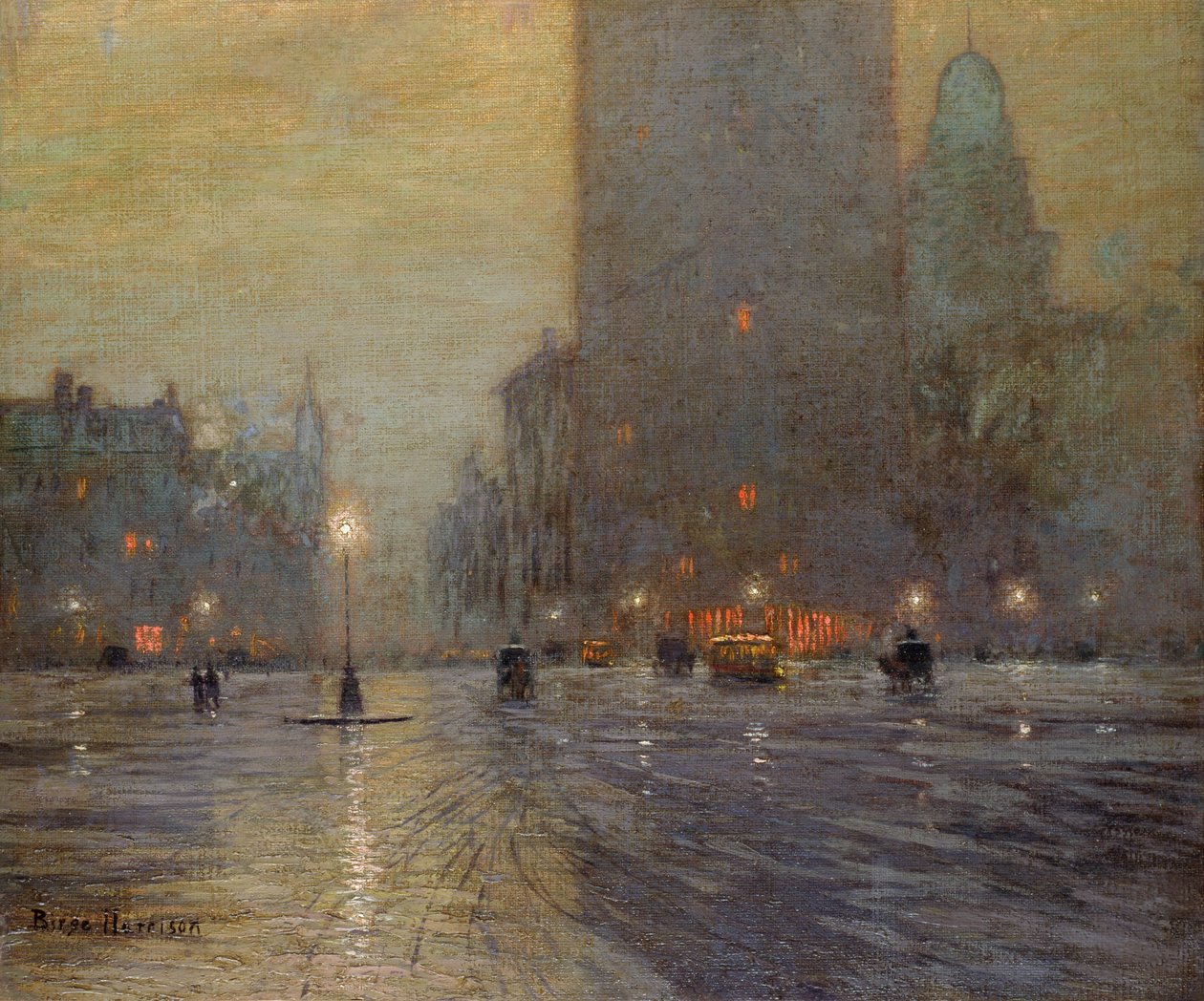 Madison Square, noite chuvosa (óleo sobre tela) de Lowell Birge Harrison