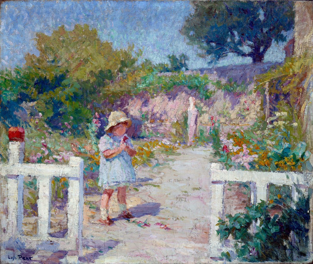 Menina no jardim Pintura de Joseph Loys Prat (1879-1934), século XX. de Loys Prat