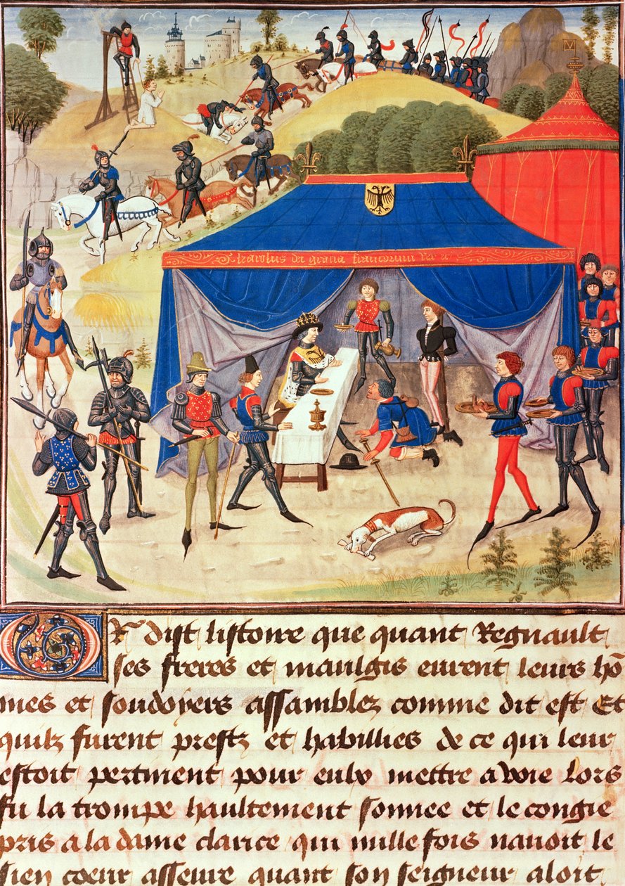 5073 fol.253v Renaud de Montauban e Carlos Magno (742-814), do ciclo Renaud de Montauban de Loyset Liedet