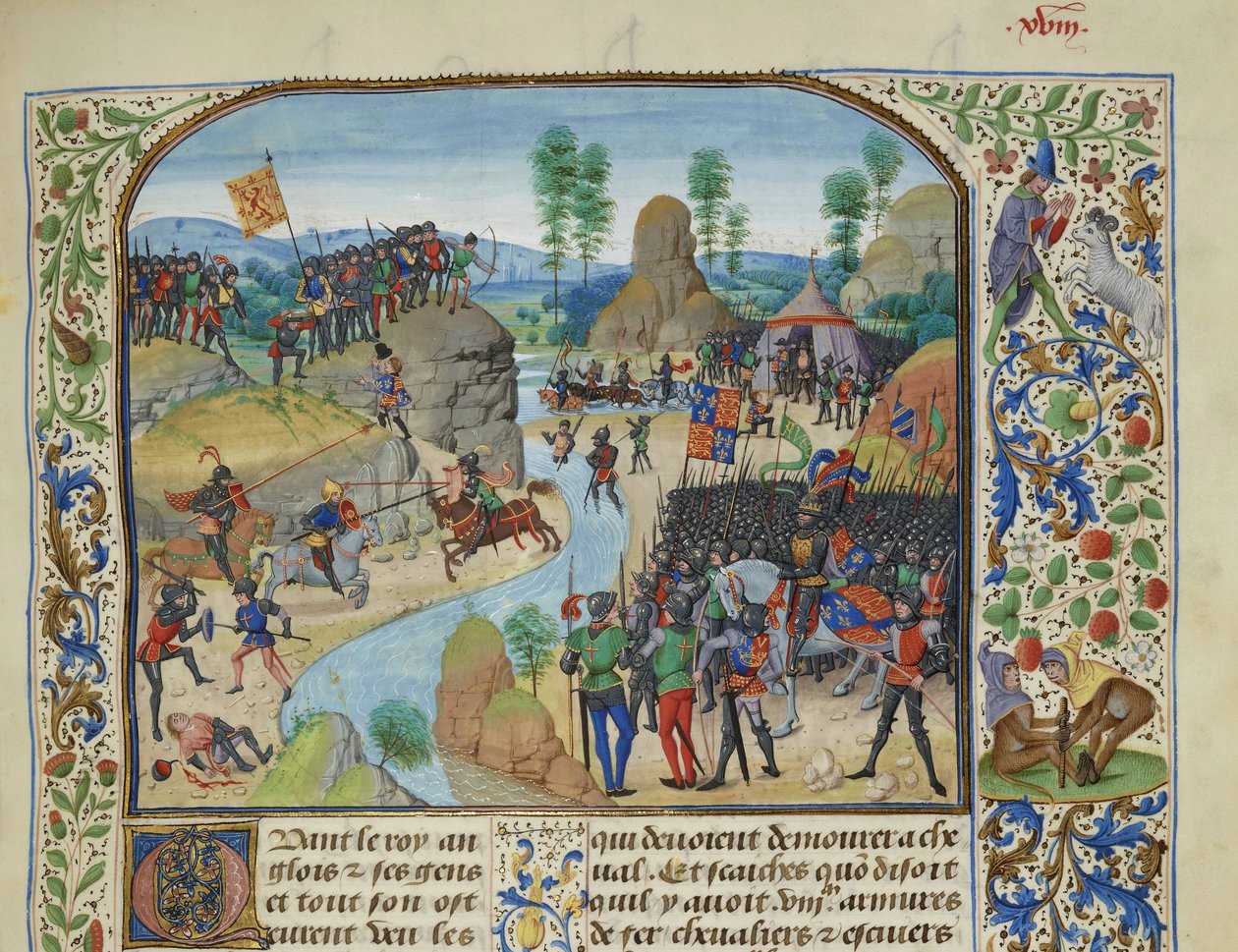 Guerra anglo-escocesa: os ingleses cruzando o Tyne, ca 1470-1475. de Loyset Liedet